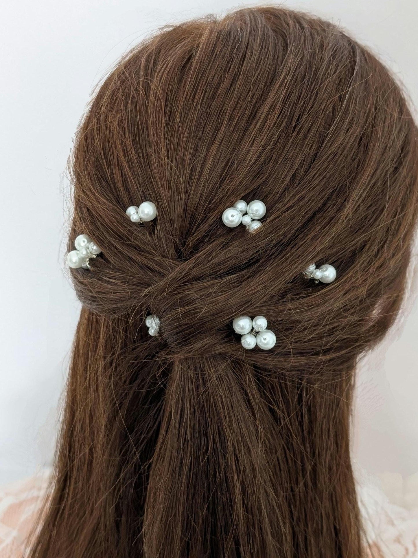 Elena - Pearl Cluster Hair Pin Set (Set of 6)