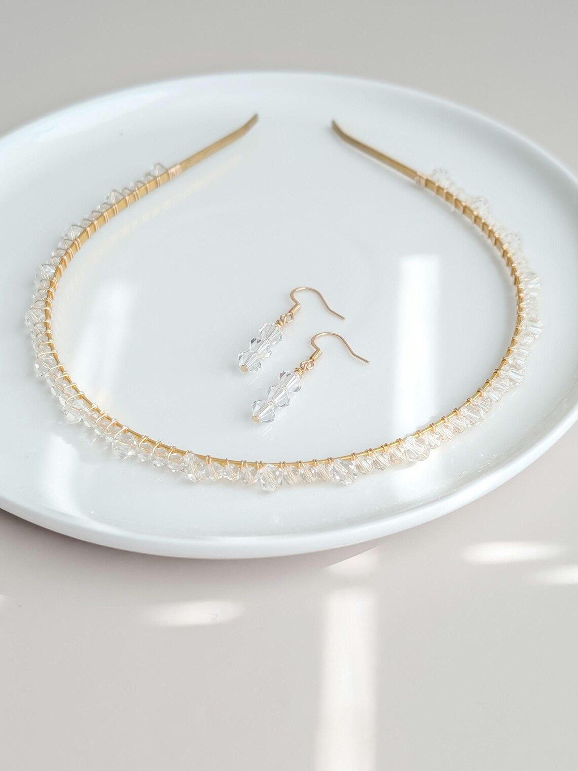 Luna & Tessa - Crystal Bridal Headband & Earring Set