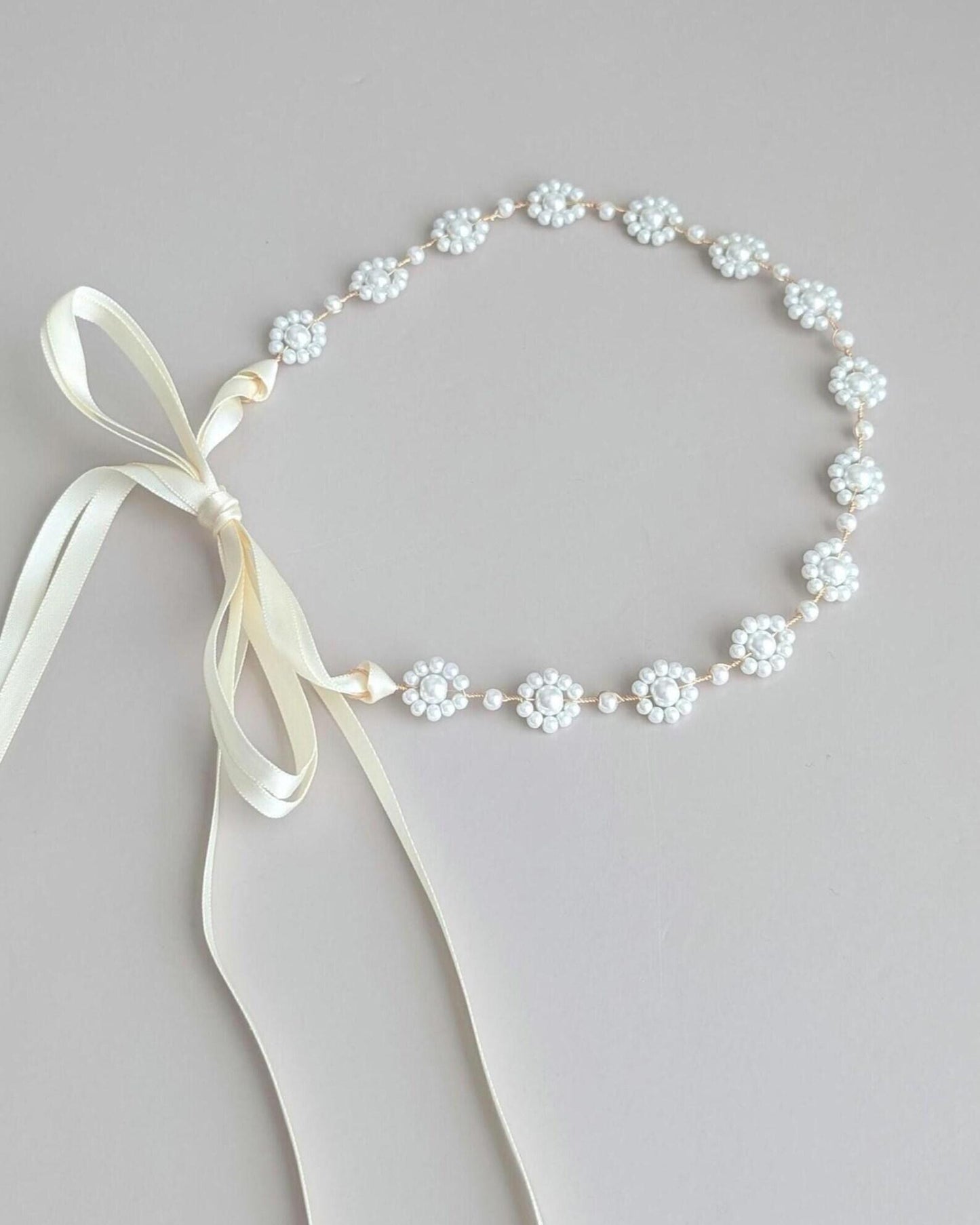 Audrey - Floral Pearl Bridal Sash (18"-30")