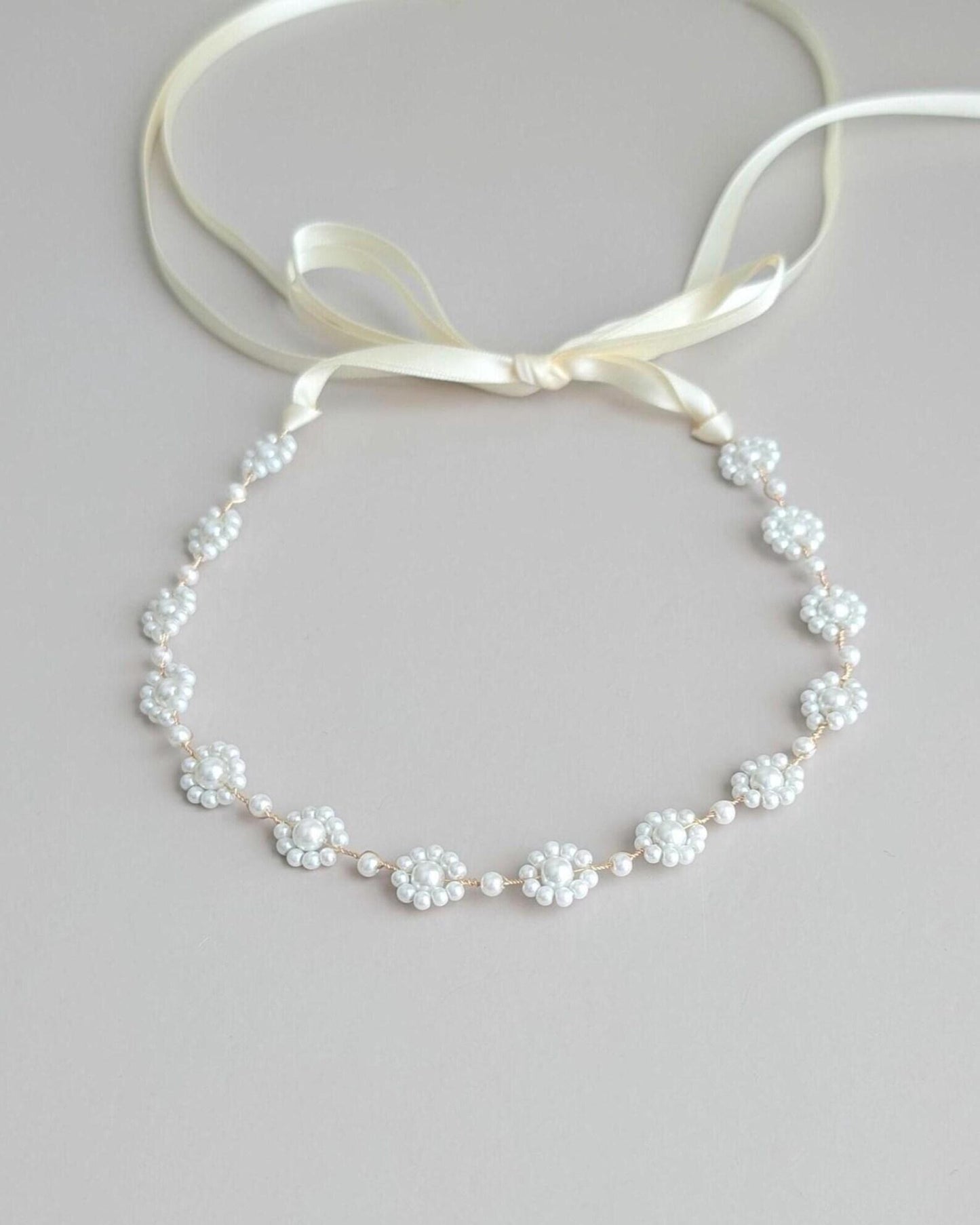 Audrey - Floral Pearl Bridal Sash (18"-30")