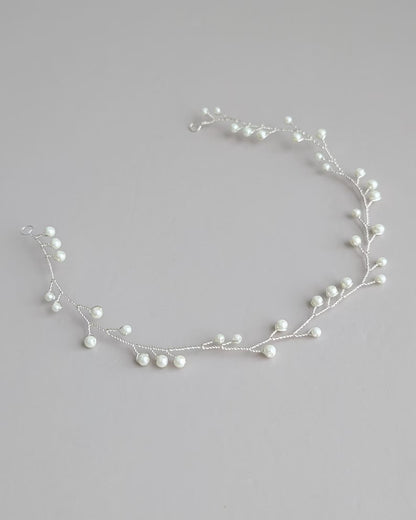 Cora - Delicate Pearl Wedding Hair Vine (8"-24")