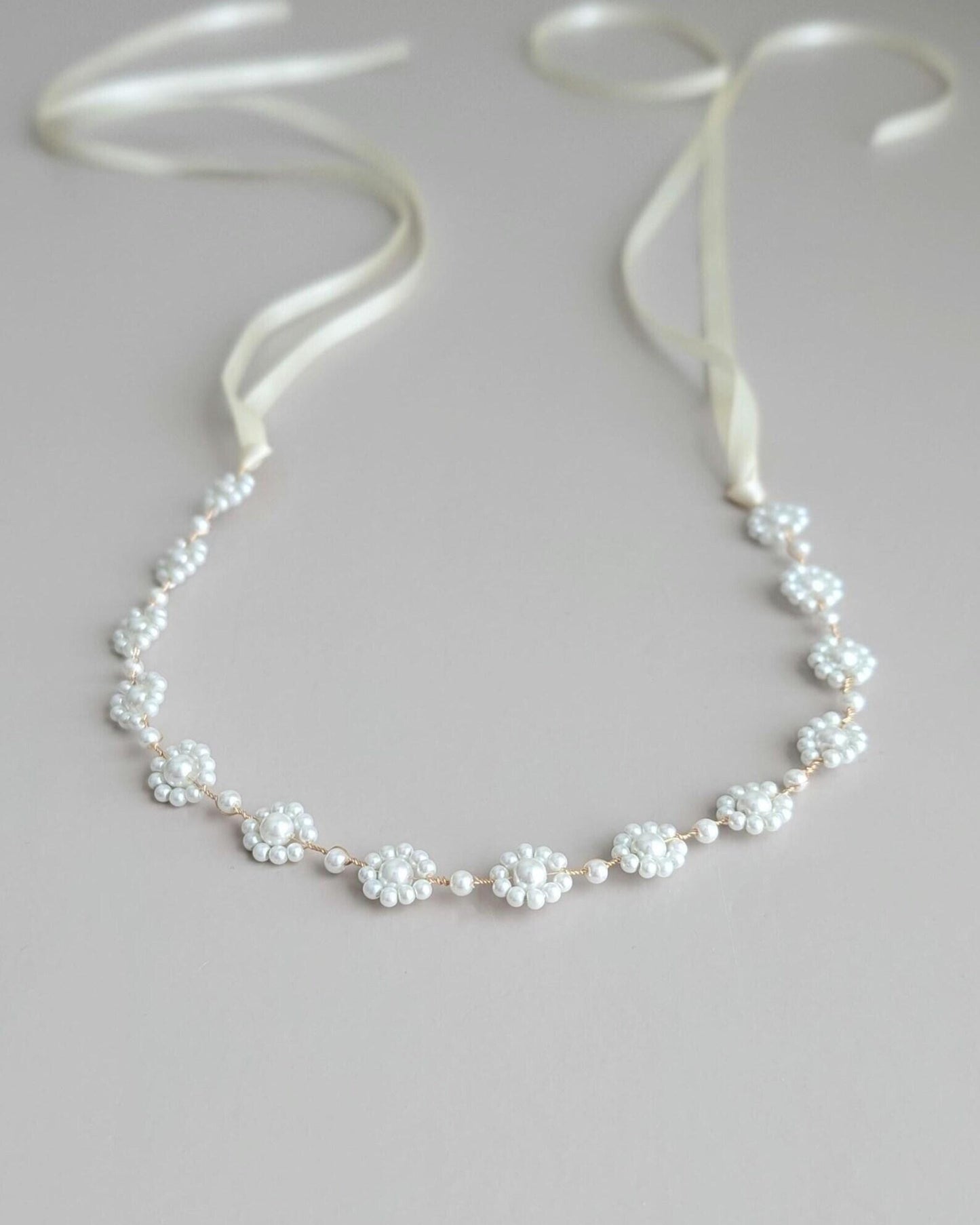 Audrey - Floral Pearl Bridal Sash (18"-30")