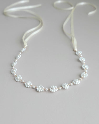 Audrey - Floral Pearl Bridal Sash (18"-30")