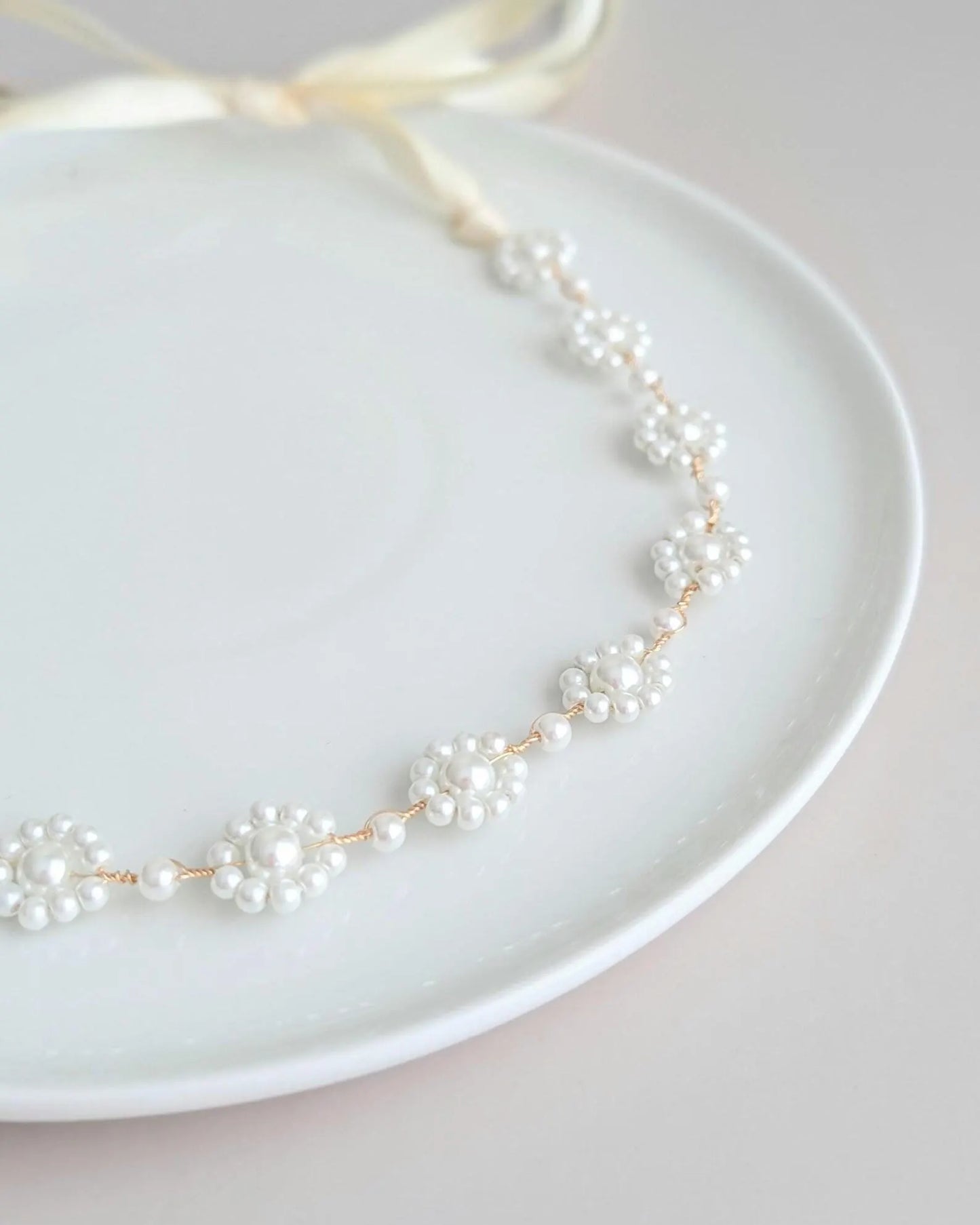 Audrey - Floral Pearl Bridal Sash (18"-30")