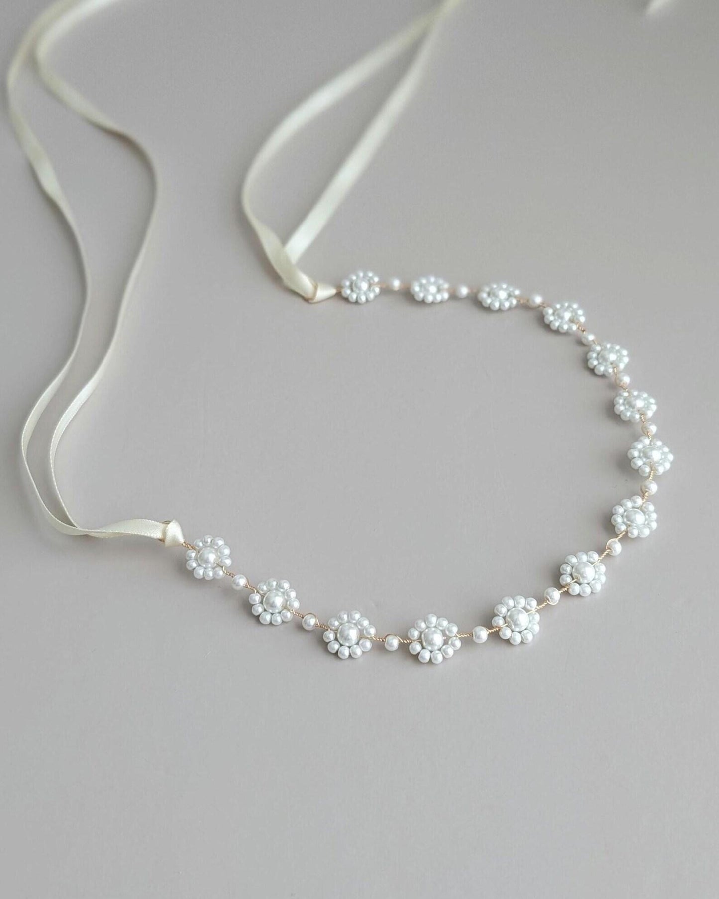 Audrey - Floral Pearl Bridal Sash (18"-30")