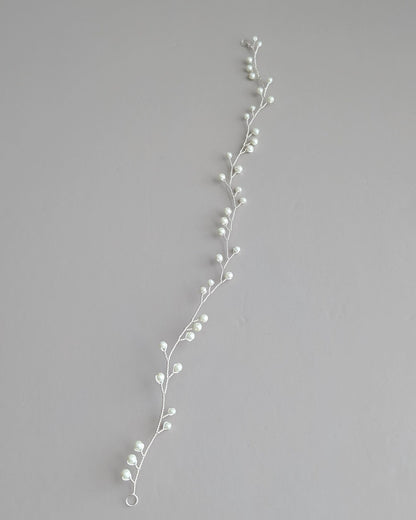 Cora - Delicate Pearl Wedding Hair Vine (8"-24")
