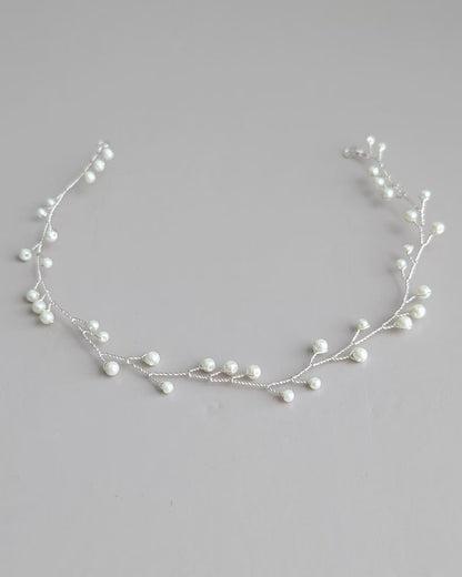 Cora - Delicate Pearl Wedding Hair Vine (8"-24")