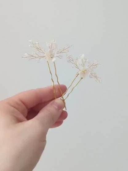 Vivienne – Floral Crystal Hair Pin Set for Brides (Set of 2)